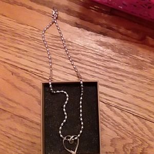 Sterling silver bead chain necklace with heart.